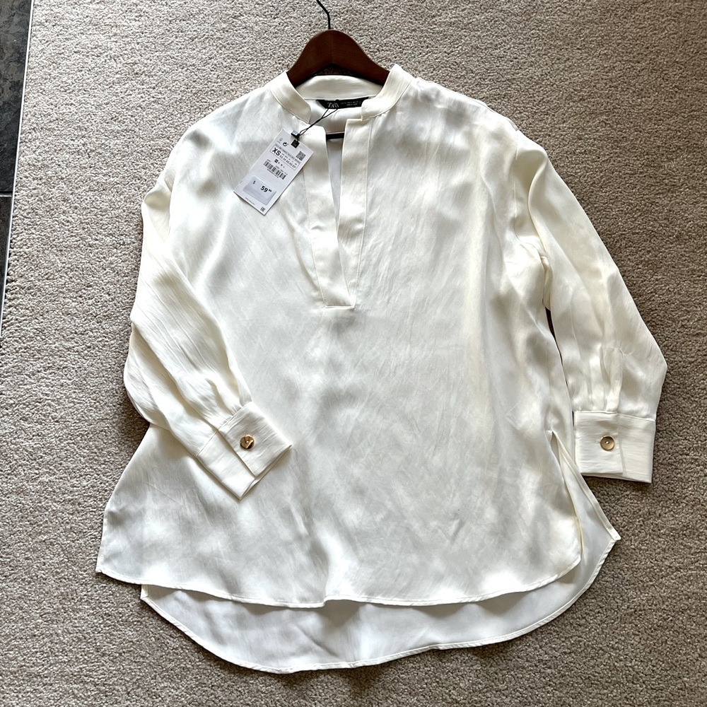 Zara Off White Tunic Blouse
